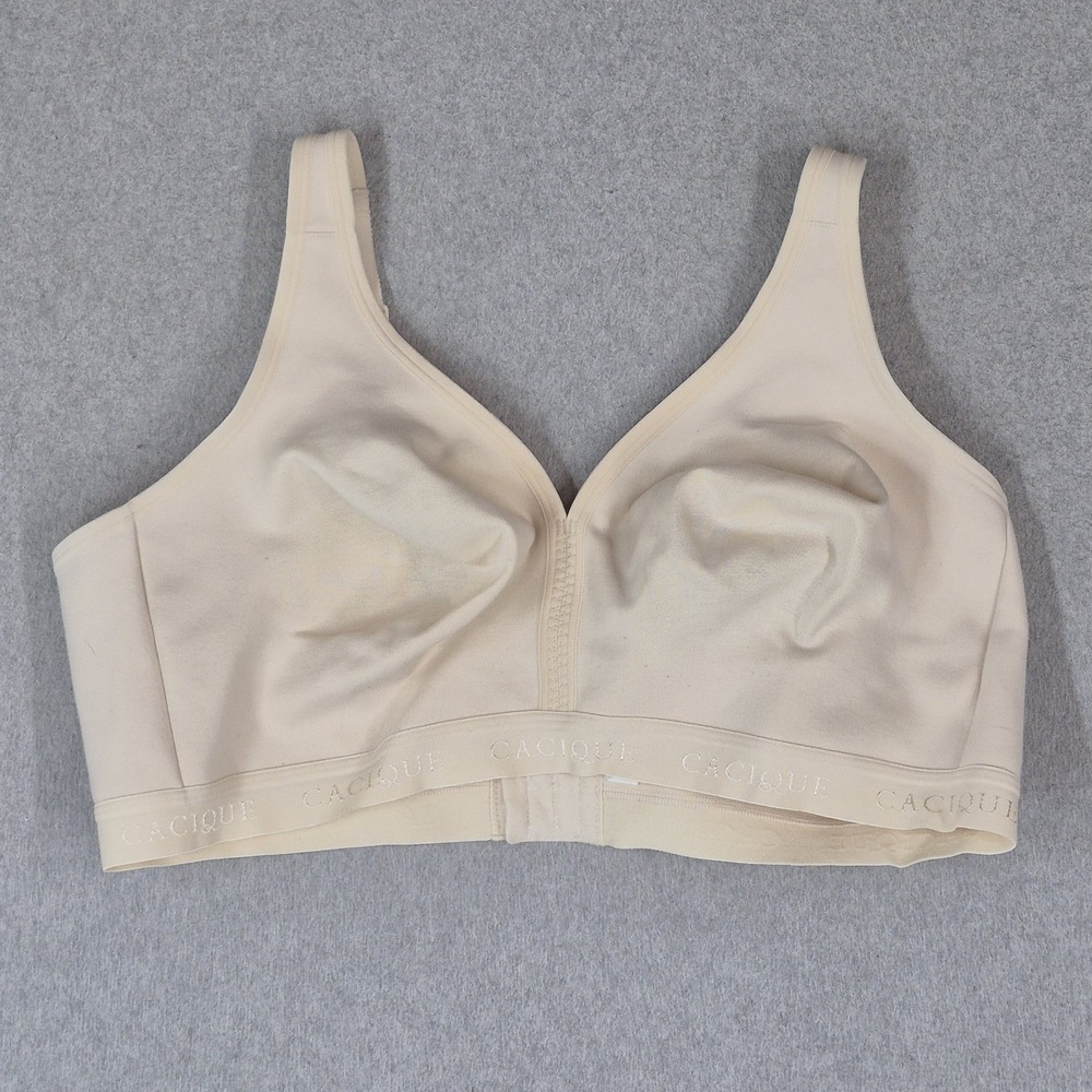 Cacique Women Bra 44DD Beige Unlined Full Coverage Adjustable Strap Wireless